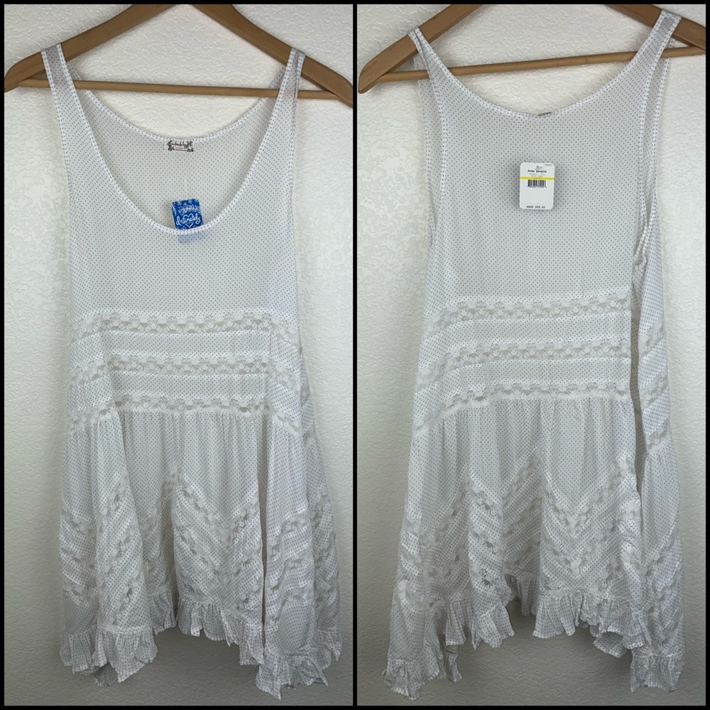 Free People WhiteGray Dot Lace Trapeze Slip Dress - Picture 8 of 12